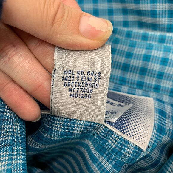 Wrangler Cool Lock Shirt Mens XL Extra Large Teal Button Up Plaid Long Sleeve - Picture 9 of 11